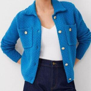Vibrant blue Textured Jacket/Sweater Cardigan